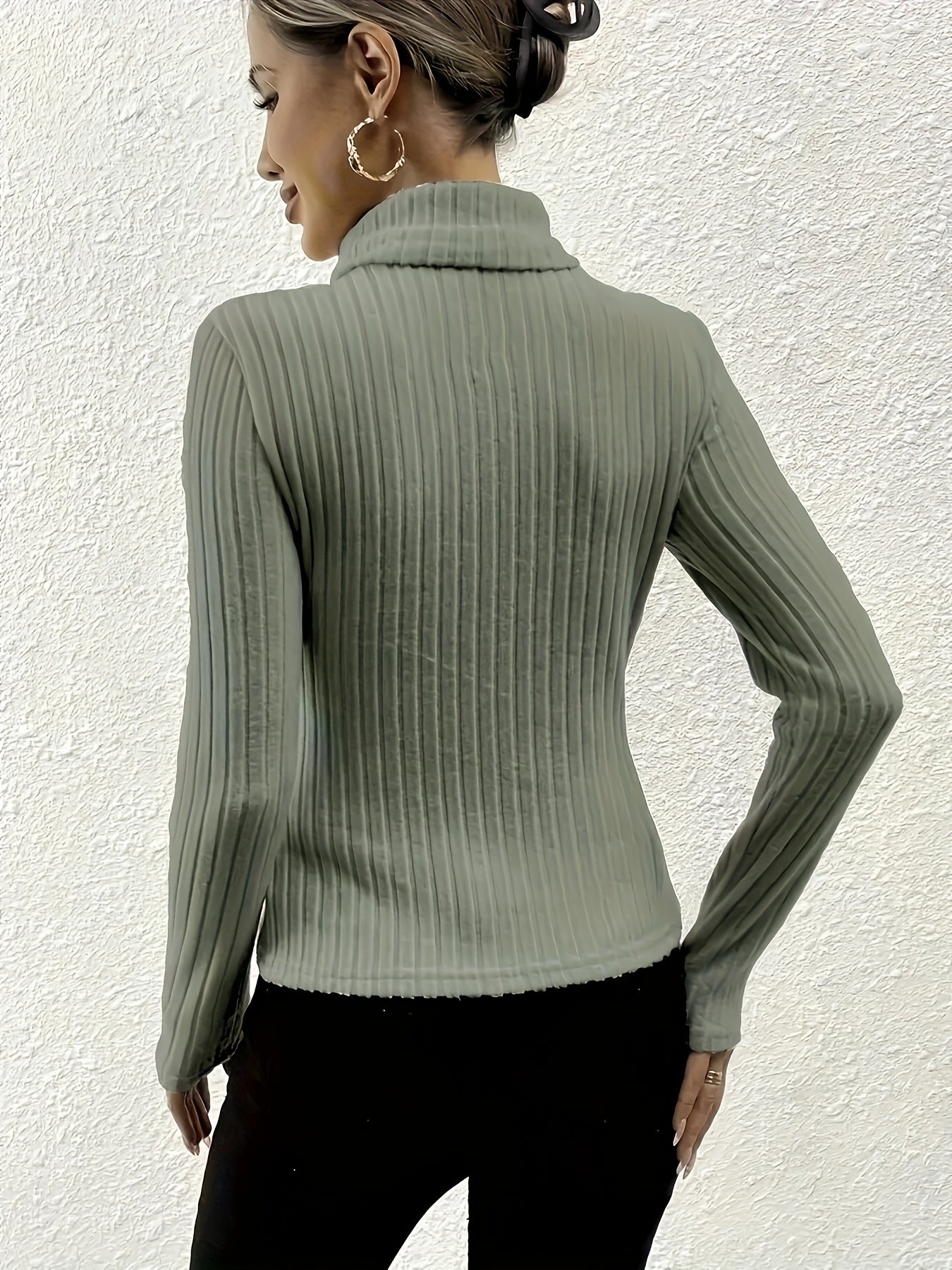 Women's Blouse with High Neck, Long Sleeves and Soft Fabric, Versatile Style for All Occasions